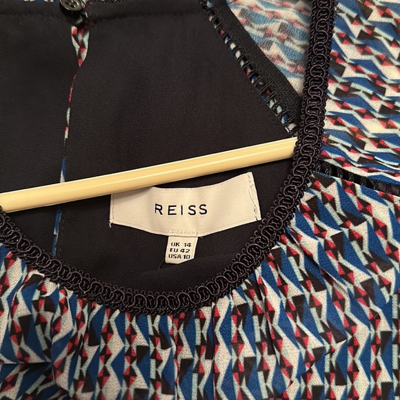 REISS Heidi Knot Waist Diamond Print Dress (NWT) - Picture 7 of 8